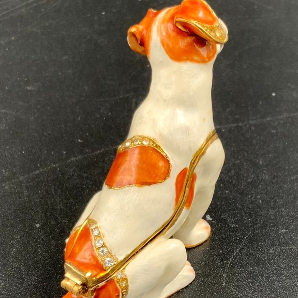 Jack Russell Dog Trinket Box Swarovski Crystals and Enameled Kingspoint - Picture 6 of 8